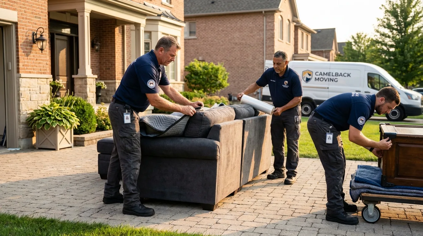 Large estate moving crew wrapping furniture in Tecumseh, OK