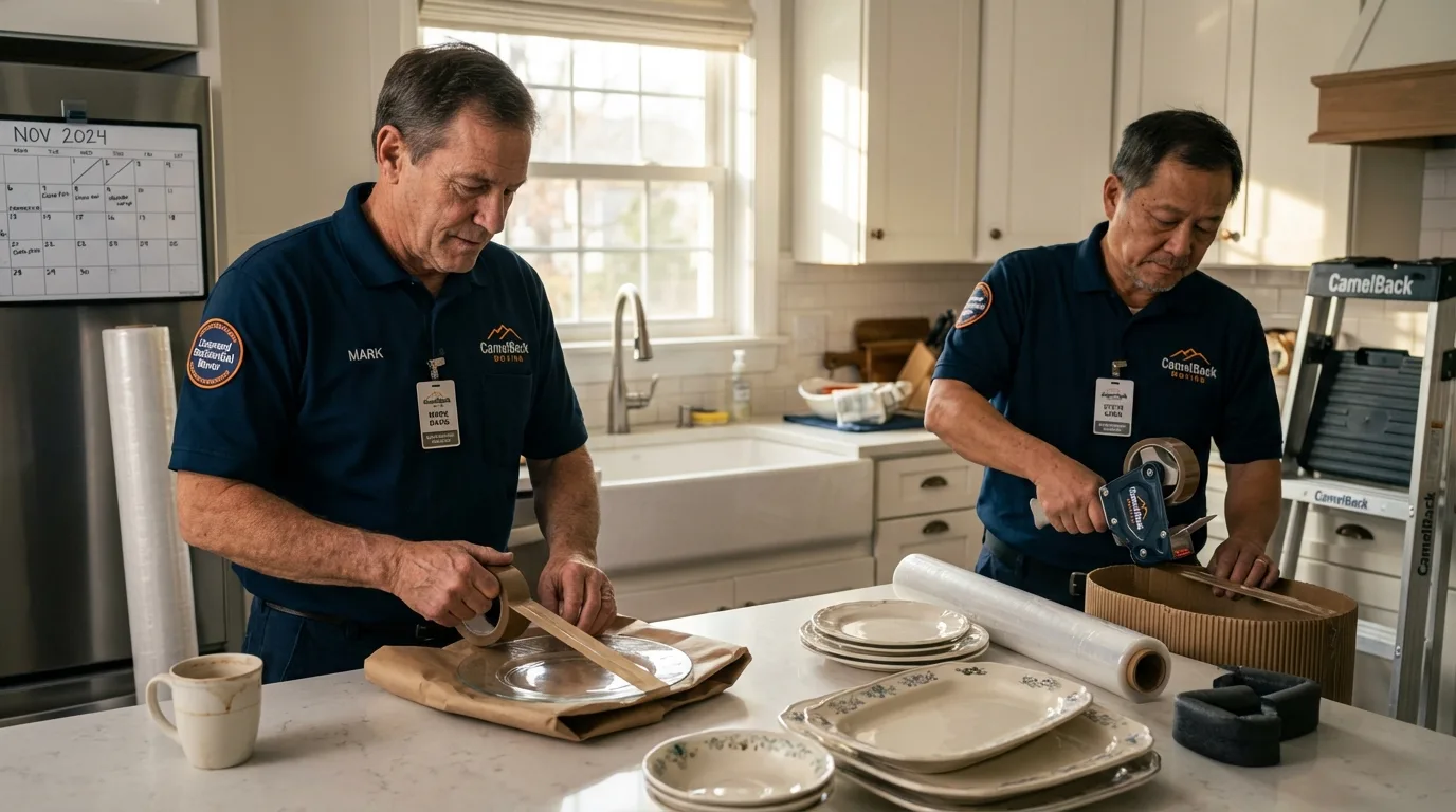 Professional crew packing kitchen dishware in Tecumseh, OK